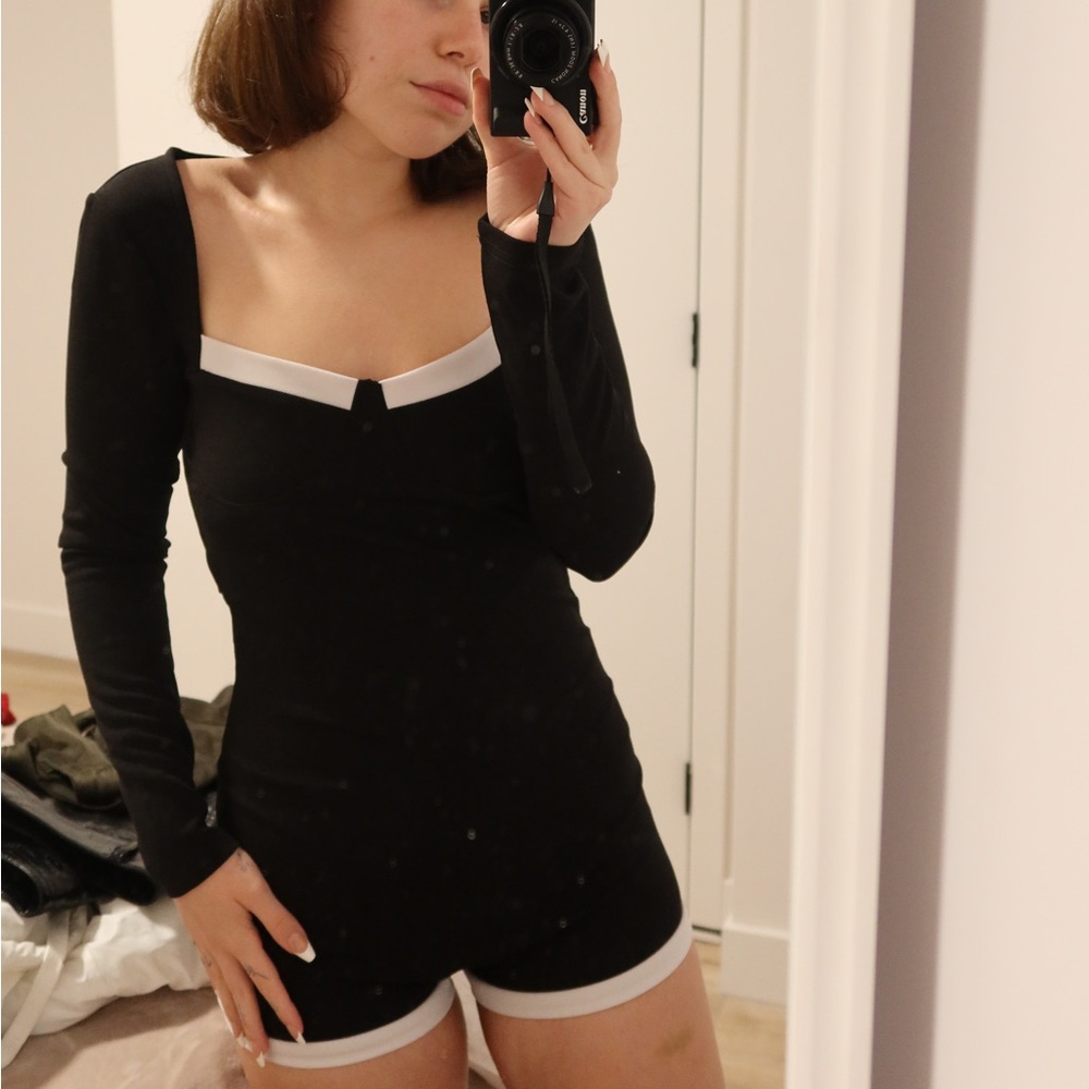 Black and White Long Sleeve Dress